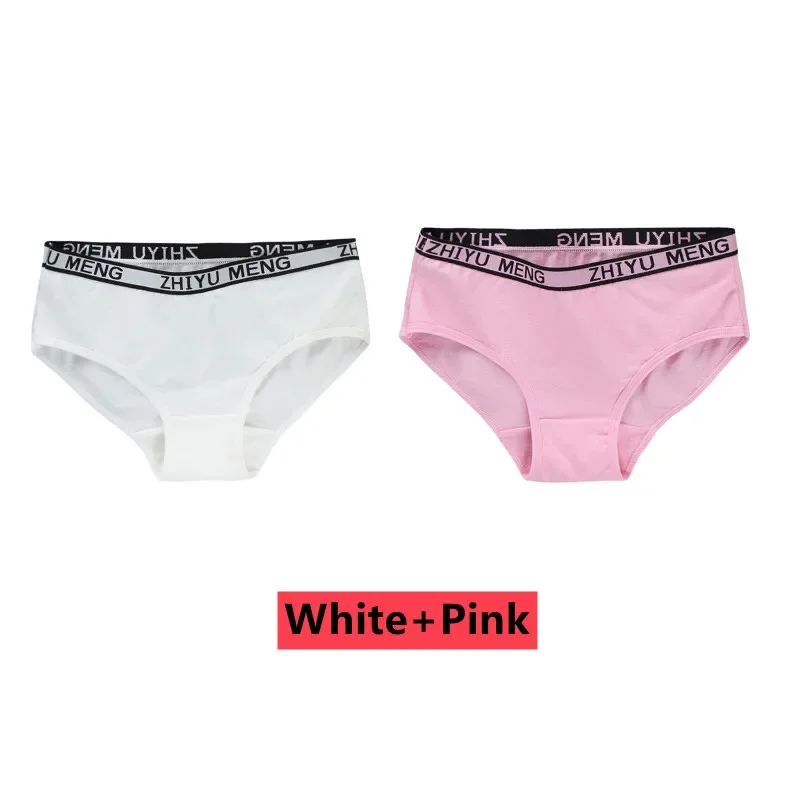 

2pcs/lot Children's Panties Teenager Girl Cotton Letters Underwear Sport Puberty Big Girl Student Boxer Briefs 8-14Y