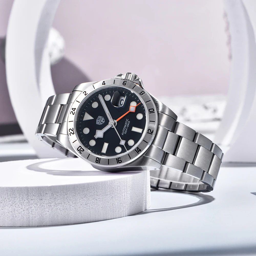 ساعات رجالية RollsTimi GMT فاخرة NH34 ساعة أوتوماتيكية للرجال ساعة يد ميكانيكية AR الياقوت مقاوم للماء ساعة حائط هدية مضيئة #3