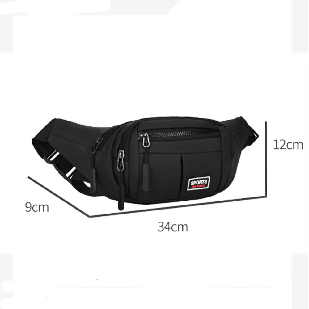 Nylon Unisex Waist Bag Waterproof Large-capacity Sports Mobile Phone Bag Anti-theft Business Cashier Wallet Chest Bag