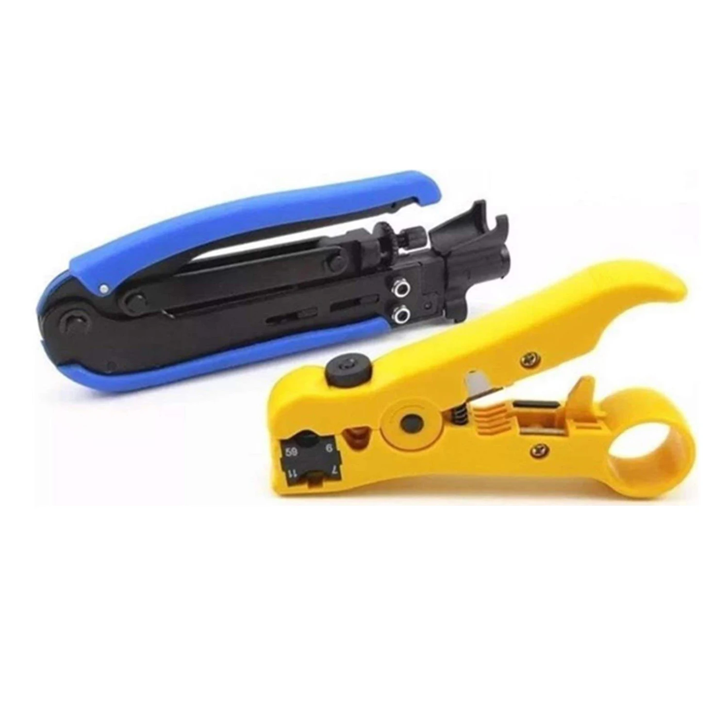 Wire Crimping Tool Kit Coax Cable Crimper Kit for rg6 rg59 rg11 75-5 75-7 Coaxial Cable Stripper with 20pcs RG6 Connectors