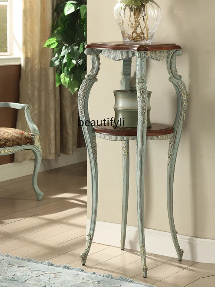 

ss7304 Retro French Handmade Carved Flower Stand Mahogany Distressed Furniture