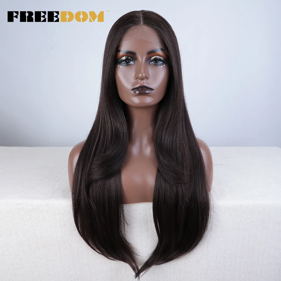 FREEDOM Synthetic Lace Front Wigs For Black Women Straight Ginger Pink Ombre Brown Blonde Lace Wig Heat Resistant Cosplay Wigs