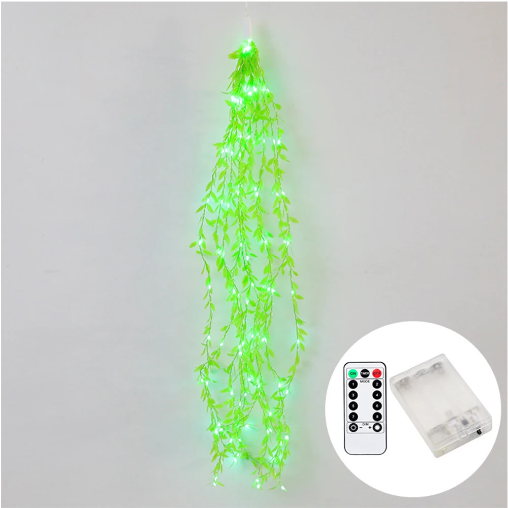 LED Horsetail Light String Simulation Green Leaf Light String Christmas Day Garden Green Tree and Vine Decorative Lantern String