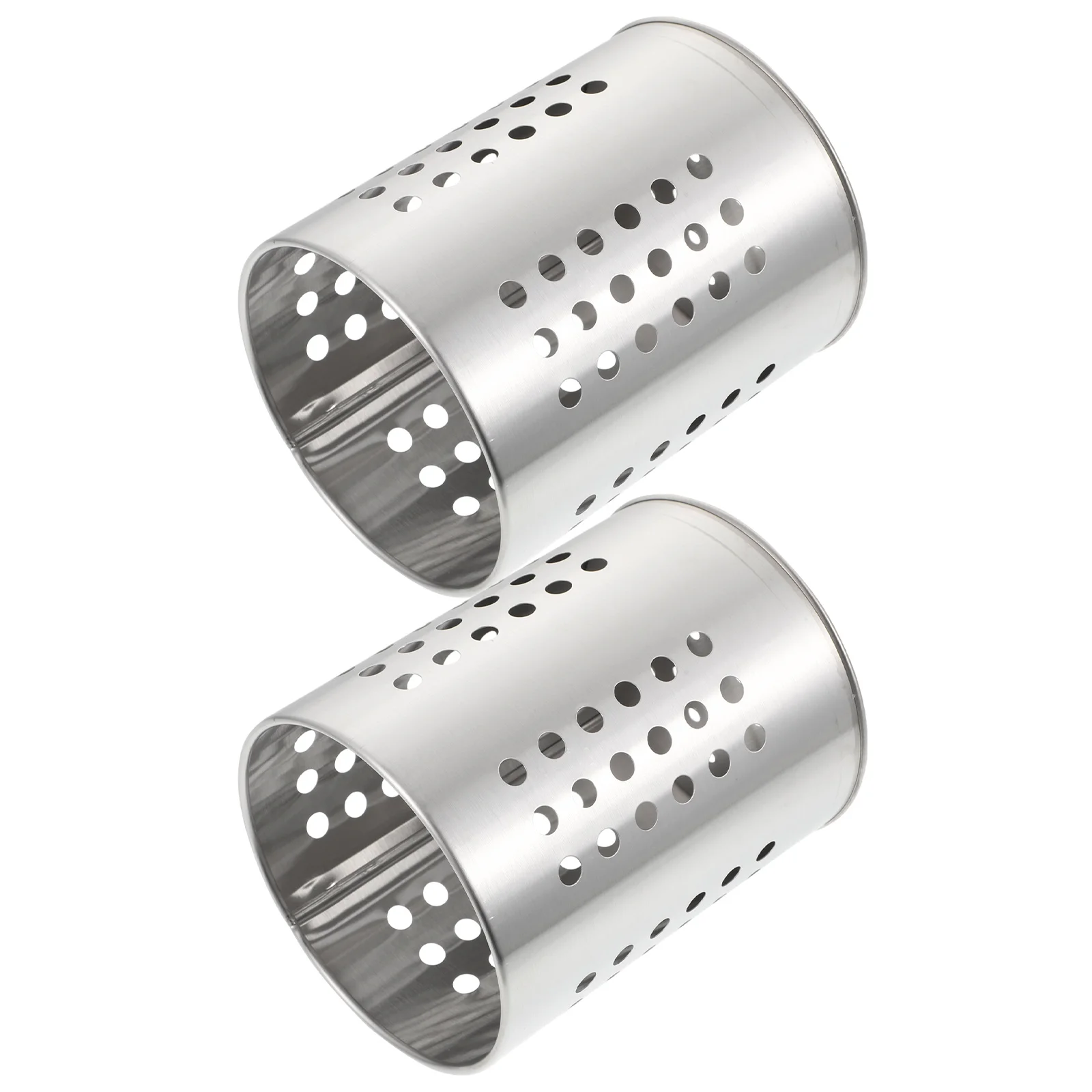 

2 Pcs Stainless Steel Tableware Storage Barrel Chopsticks Fork Kitchen Utensils Cutlery Holder Countertop Dishrack