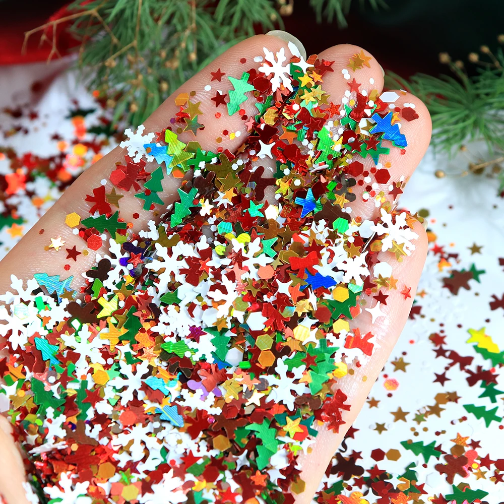 Holographic Snowflake Sequins Resin Fillings Gingerbread Man Bowknots Shiny Paillettes Christmas Gifts DIY Resin Keychain Making
