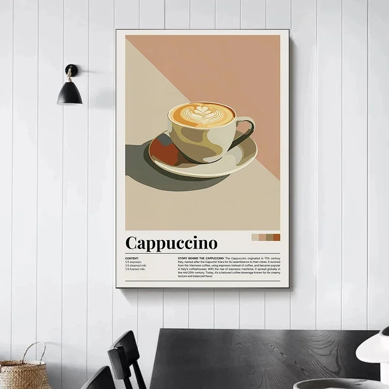 الحنين الحد الأدنى مقهى الملصقات الرجعية كوكتيل كابتشينو مارغريتا يطبع حائط لوح رسم صورة غرفة المعيشة المنزلي ديكور