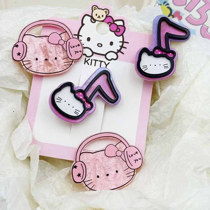 Sanrio Hello Kitty Hairpin para Mulheres e Meninas, Cute Sweet Side Bangs, Hair Clip, Acessórios de Cabelo Diário, Presentes, 1 Pc, 2Pcs