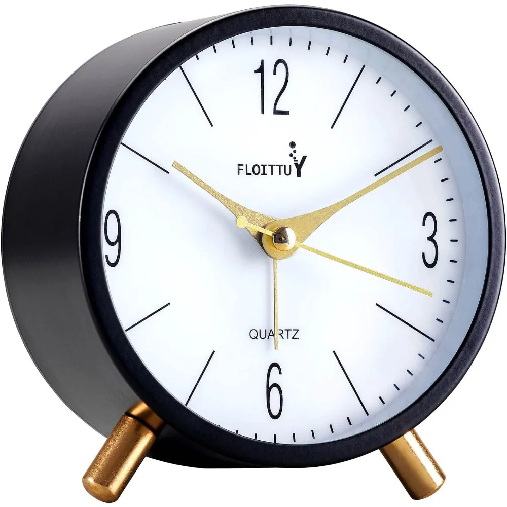 

Silent Alarm Clock, Beep Wake Round, with Night Light, Battery Operated, Easy Set, Super Silent, 4 inches Alarm Clock