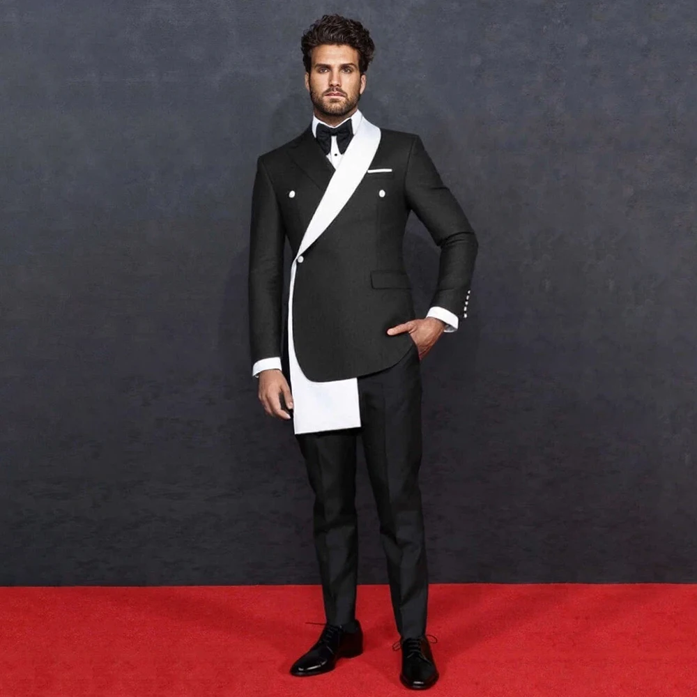 

Приталенные мужские костюмы на одной пуговице, высококачественная узкая куртка из двух предметов, брюки, модная свадебная мужская одежда