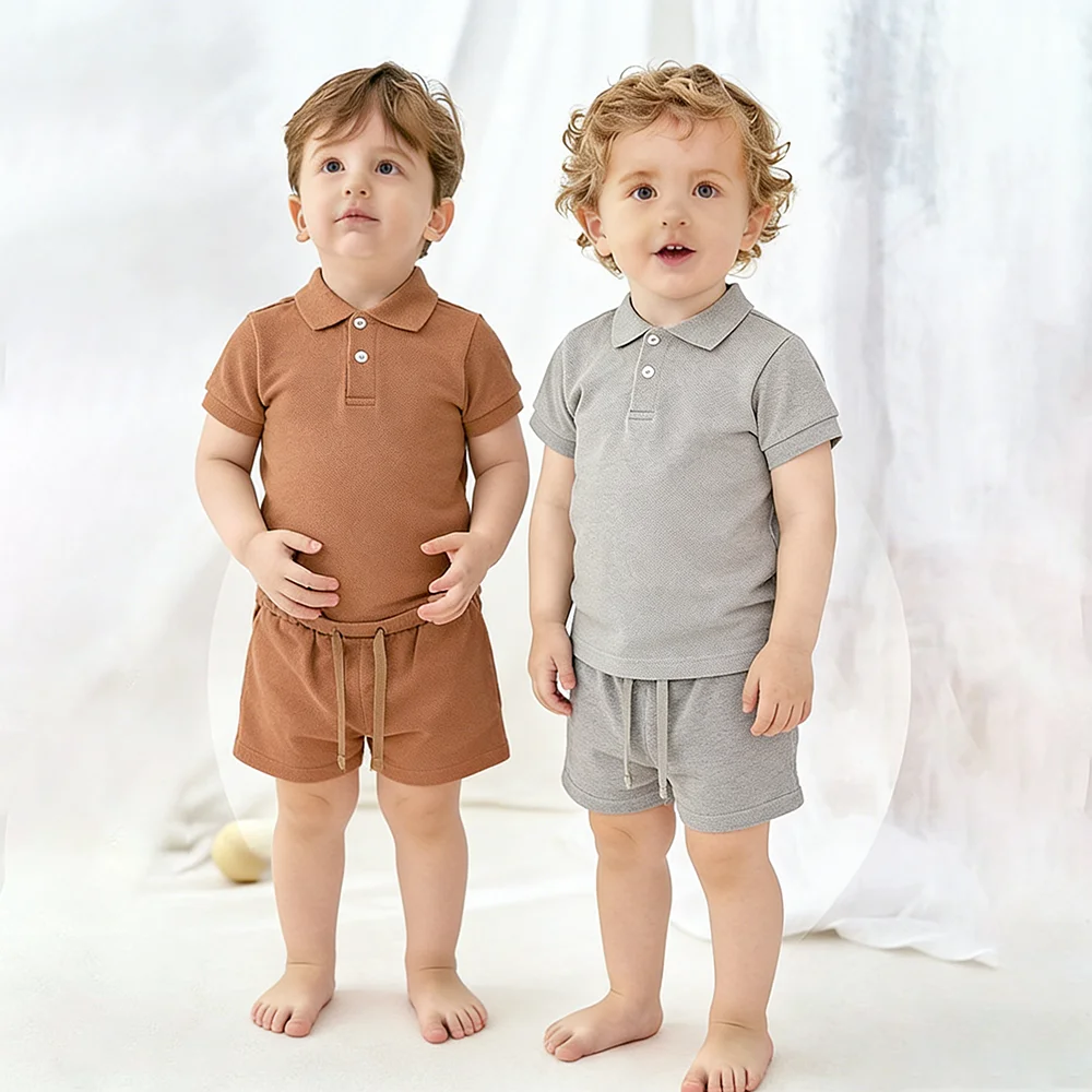 Modische Sommer-Jungenkleidung Set Kinder Polo T-Shirts + Shorts Jungen Kurzarm-T-Shirt + Shorts Kinderkleidung Outfit