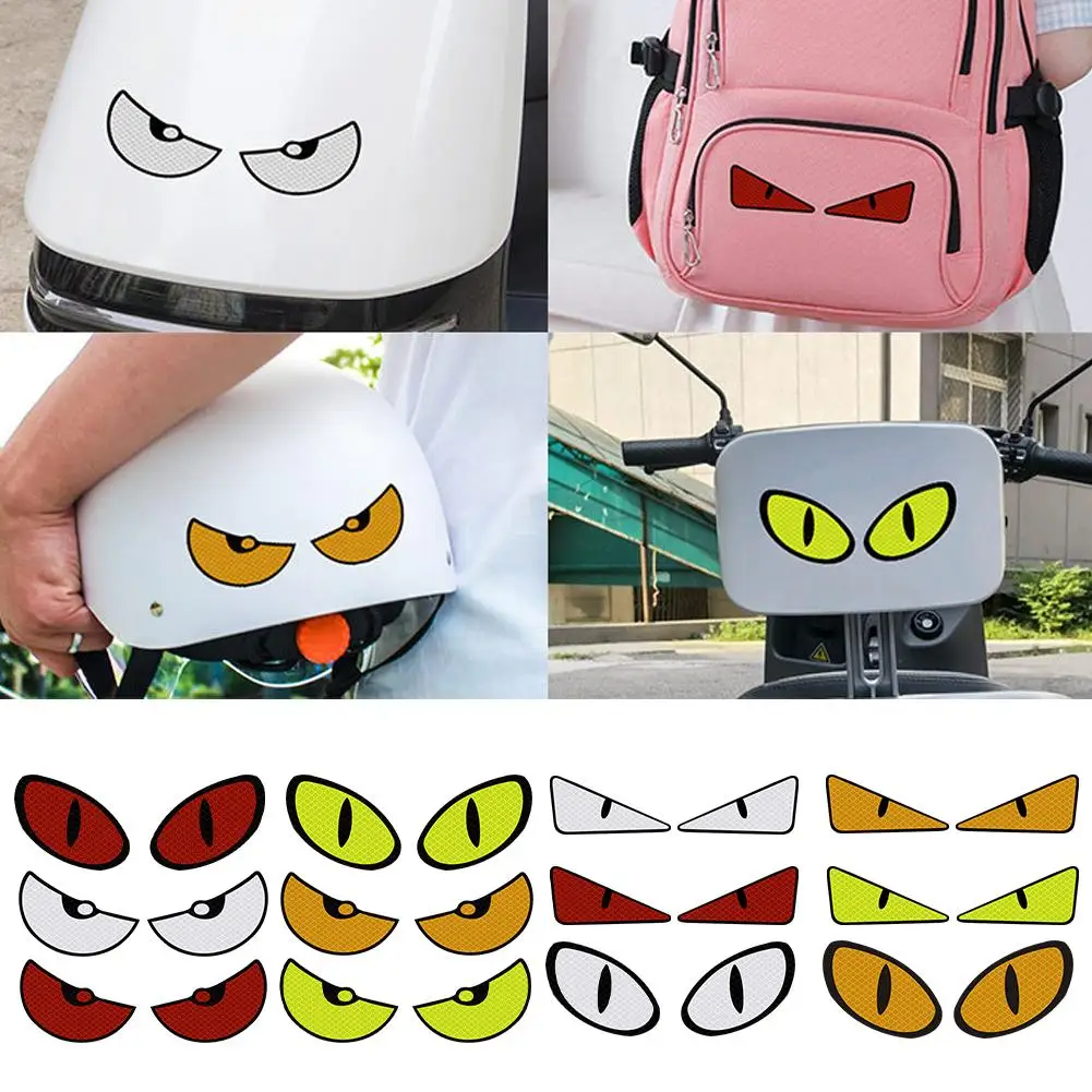 

1 Pair Big Eyes Reflective Stickers Body Big -eyed Decals Reflector Truck Auto Motorcycle Car Accessories Cartoon Warning S H6a4