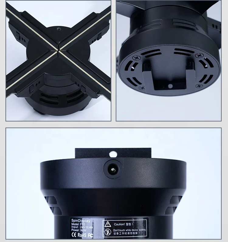 OEM 65 75 CM Olograma Screen Digital Player Video Signage Lcd 3D Display Led Advertising Holographic Projector Wifi Hologram Fan