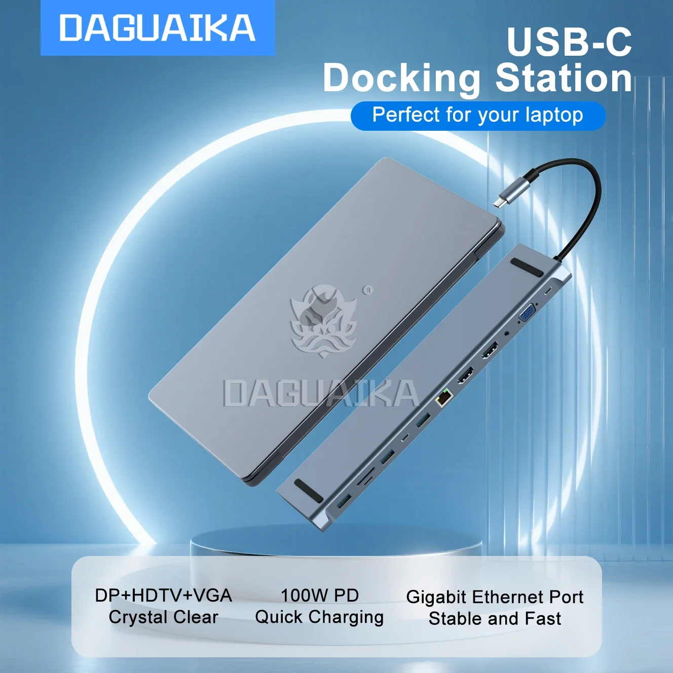 

MST USB C Laptop Docking Station with USB Ports Dual 4K HDTV VGA 3.5 Audio PD 100W SD TF Ethernet Laptop for MacBook Dell XPS