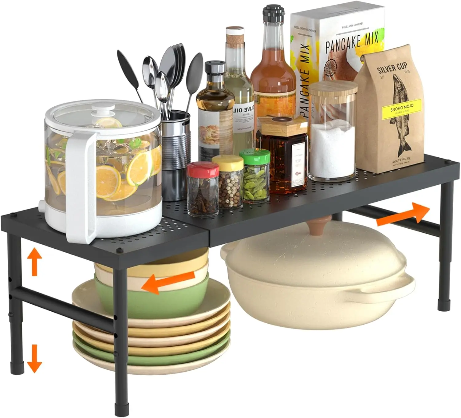 

Разборная регулируемая многоуровневая полка-органайзер для специй и хранения в кухонном шкафу