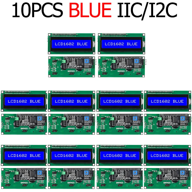 Variant: 10PCS-1602 Blue I2C