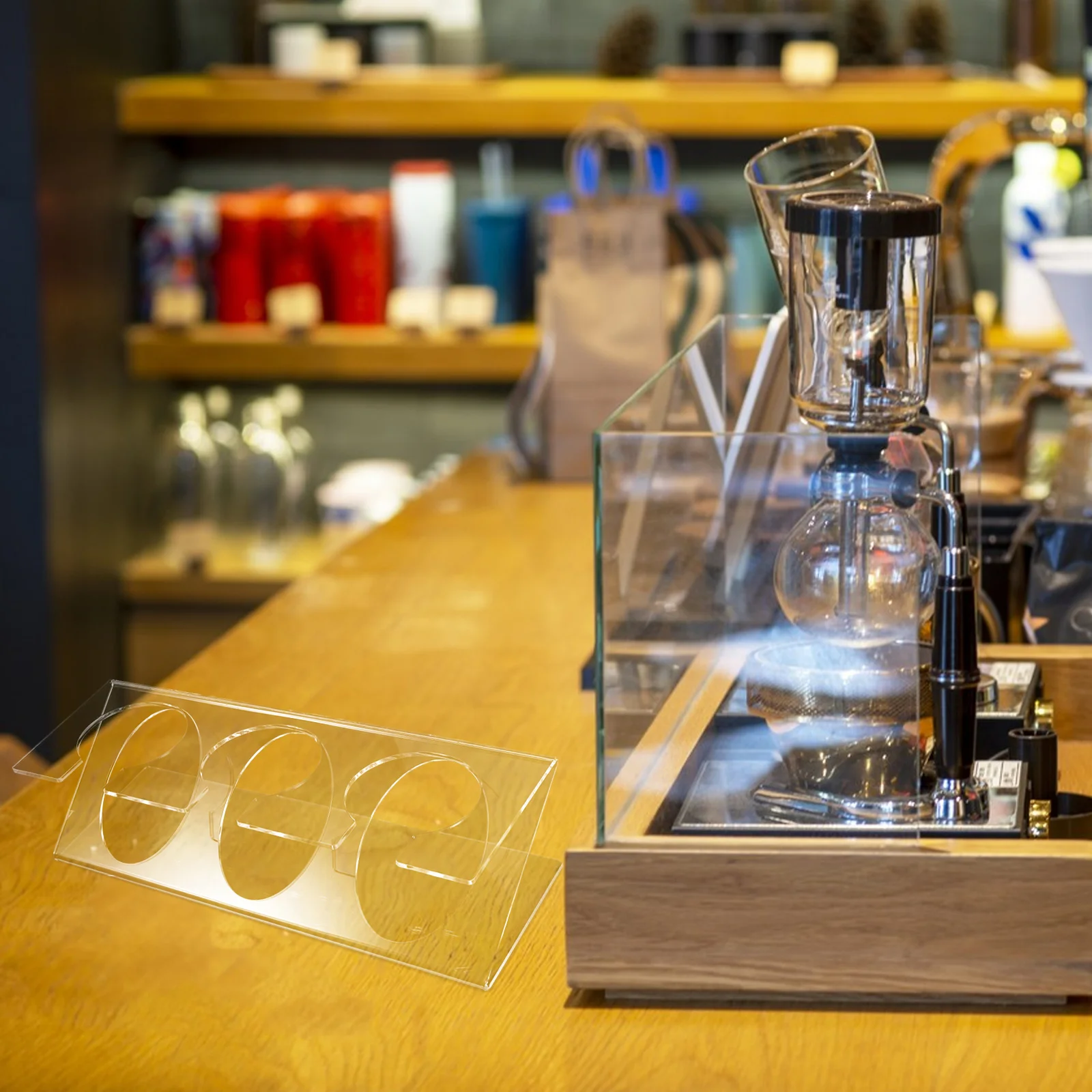 

3 Slots Sealed Acrylic Display Rack Clear Coffee Bean Tube Holder Kitchen Organizer Coffee Condiment Tea Bar Accessories