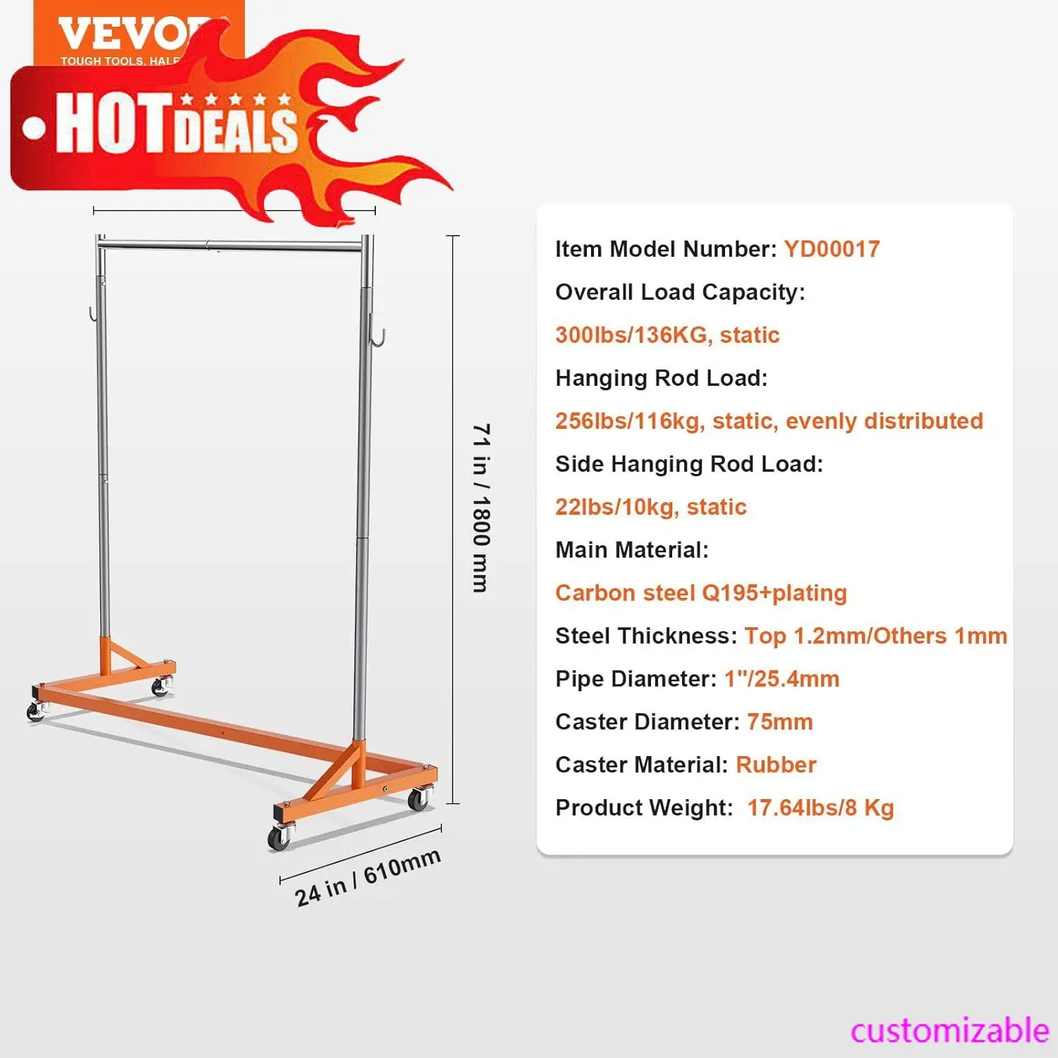 

Популярная вешалка Z, вешалка для одежды промышленного класса Z, прочная стальная вешалка для одежды на колесиках с запираемыми роликами