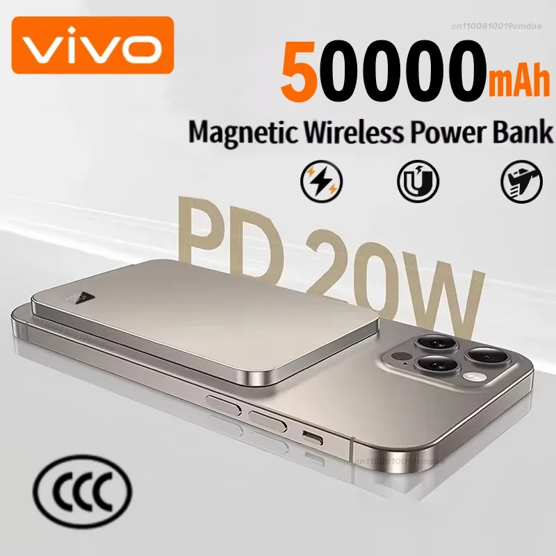 

VIVO 50000 мАч супертонкий портативный магнитный беспроводной внешний аккумулятор 22,5 Вт с быстрой зарядкой для Magsafe для IPhone Samsung