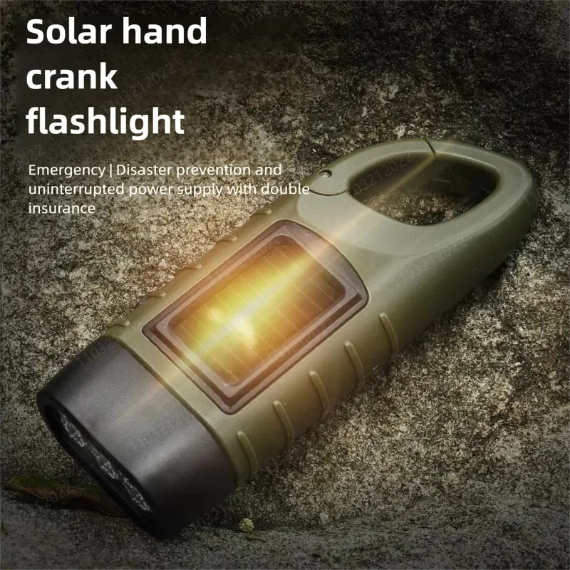 LED Flashlight Hand Crank Solar Powered Rechargeable Survival Gear Self Powered Charging Torch Dynamo For Outdoor Camping Gift