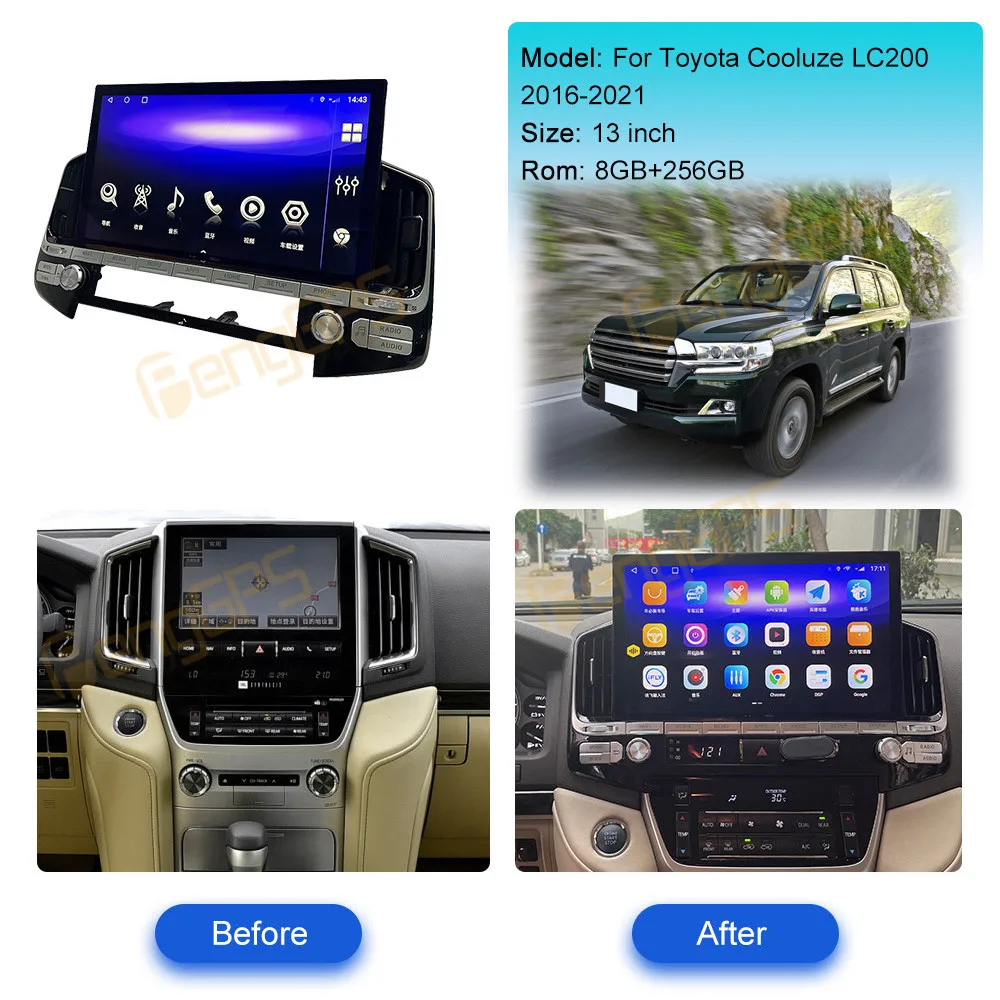 For Toyota Land Cruiser LC200 2008 -2021 Android Car Radio 2Din Stereo Receiver Autoradio Multimedia Player GPS Navi Head Unit