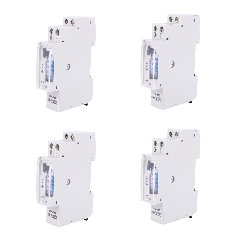 

4X SUL180A 15 Minutes Mechanical Timer 24 Hours Programmable Din Rail Timer Time Switch Relay Measurement Analysis