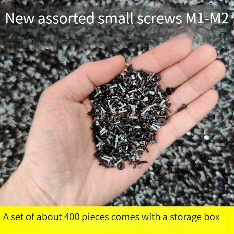Mixed Small Screws and Fasteners for Household Repairs, M1M2 Flat Head, Round Head, Countersunk Head, Various Mixed Sizes, Randomly Sent, Approximately 400 Pieces