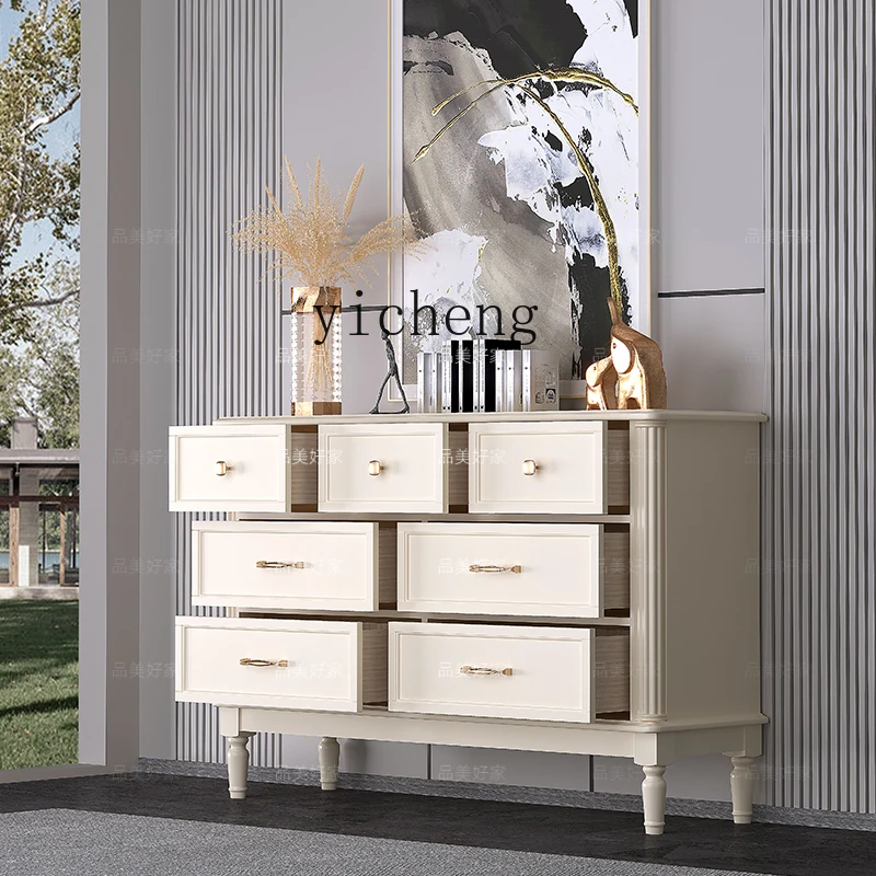 

ZYA solid wood living room light luxury drawer corner locker bedroom bedside modern simple chest of drawers