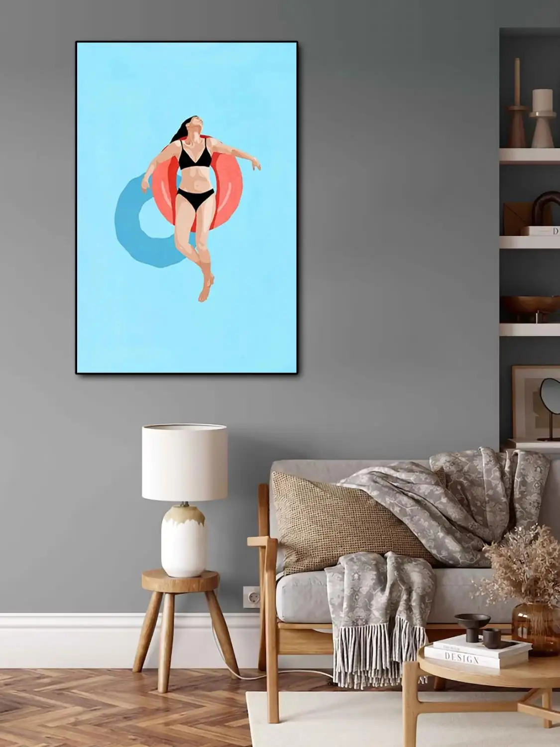 Abstract Scandinavian Wall Art Prins Swimming Pool Canvas Oil Painting Canvas Poster Print Home Bedroom Living Room Decoration