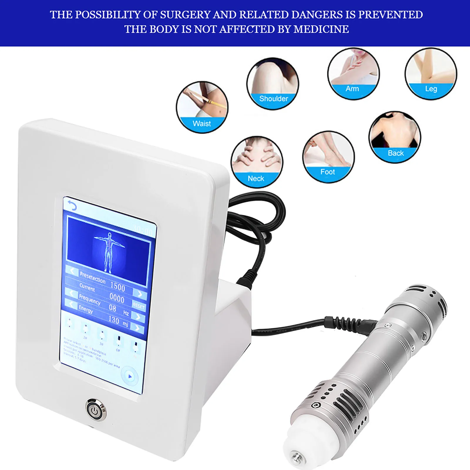 

ED Shock Waves Treatments Machine Pain Relief Shockwave Physiotherapy Instrument Silver Shockwave Physiotherapy Device