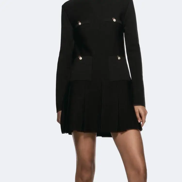 Frühlingsneue runde Ne Long Sve-Knopfdekoration für Damen, breite Falte, gestrickt, ort Dr. Polyesterfaser, 00 % regulär, Sve