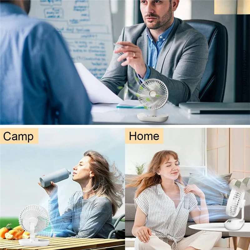 AT14 Portable Desktop Fan Mini Desk Fan USB Rechargeable Electric Air Circulator Small Table Fan With Digital Display