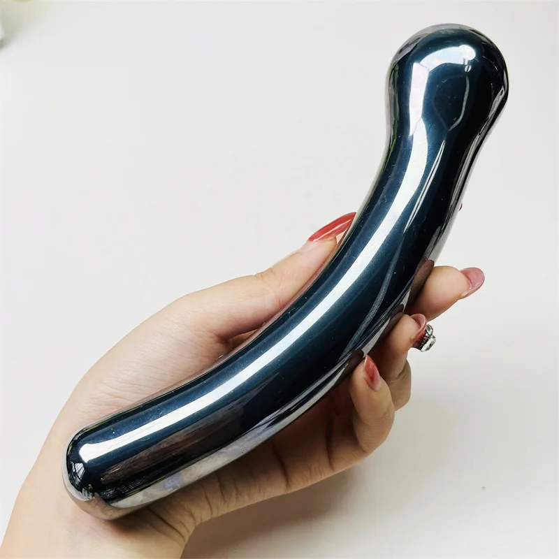 

Large Size Natural Terahertz Crystal Massage Penis Wand Gemstone Yoni for Women Health Smooth Polished Fengshui Decor 16cm