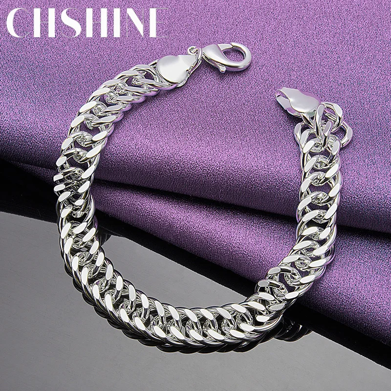 CHSHINE стерлингового серебра 925 пробы для мужчин 10 мм боковой браслет-цепочка для женщин модные очаровательные ювелирные изделия подарки для свадебной вечеринки оптовая цена