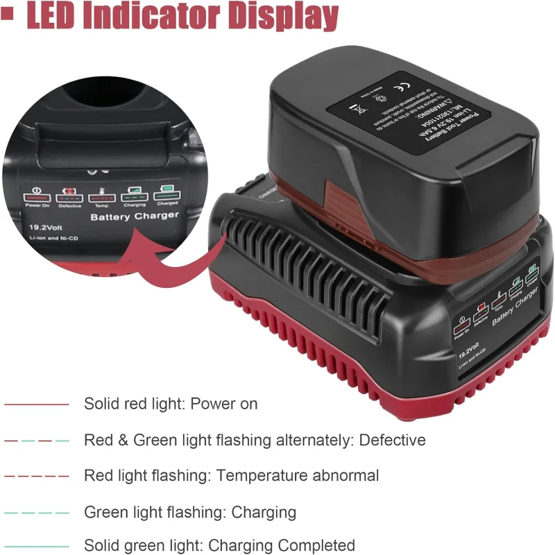 Li-Ion/Ni-CD Battery Charger For Carftsman 2A Charging Current for Craftsman Ni-CD/Li-ion 9.6-19.2V Power Tools Use