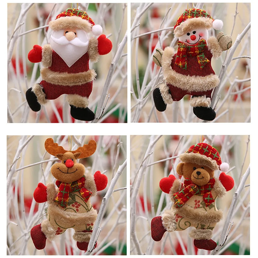 2024 1pc Christmas Ornaments Gift Santa Claus Snowman Tree Toy Doll Hang Decorations Christmas Dolls Santa Claus Snowman