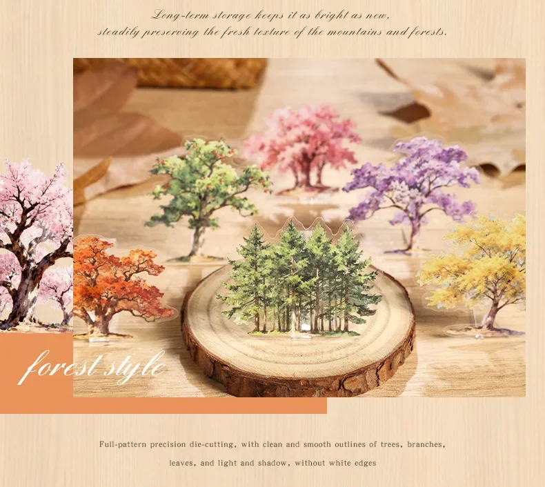 JIANWU Vintage Tree Landscape Material Collage Scrapbooking PET Sticker Creative DIY Journal Stationery
