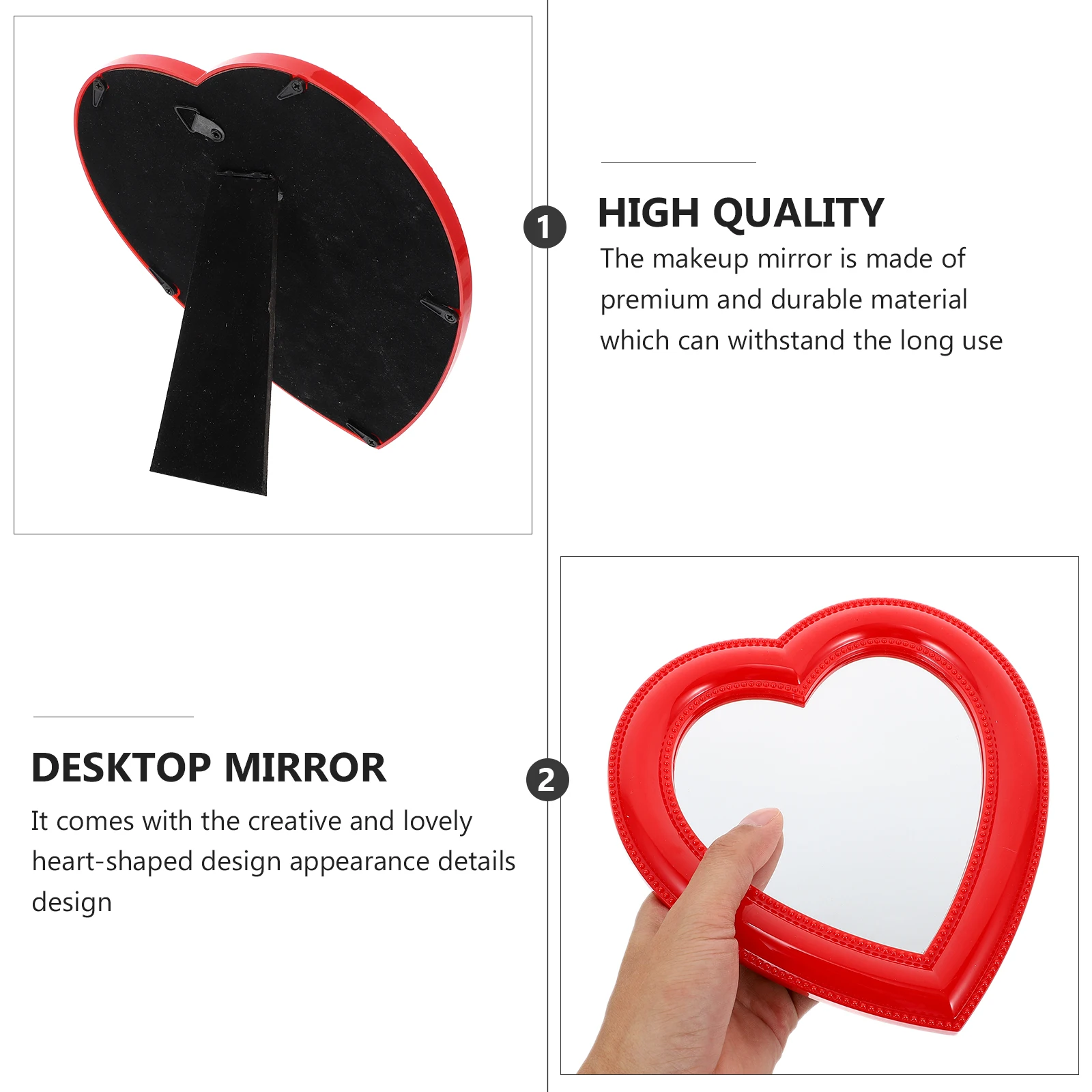 

1Pcs Heart Shape Cosmetics Mirror Fine Workmanship Desktop Or Wall Hanging Makeup Mirror for Women Home Desktop Hanging Makeup