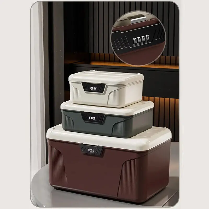 Multilayer Document Storage Box Large Capacity Valuables Passport Privacy Security Storage Box Password Lock Safe Box New