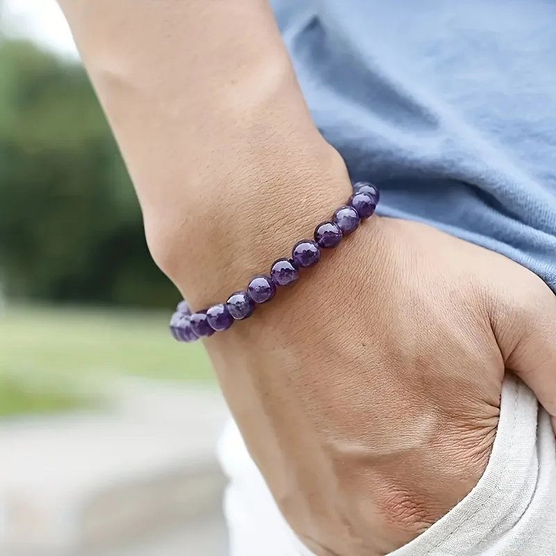 

Natural Amethyst Bracelet Fantasy Amethyst Bracelet Women's Lavender Natural Amethyst Single Circle Bracelet