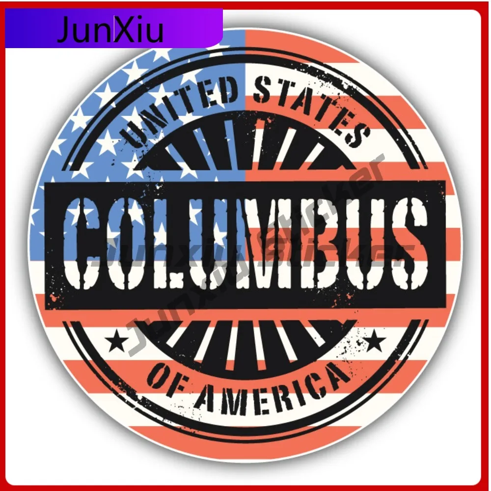 

Columbus City Usa Flag Grunge Stamp Car Decal Bumper Stickers Cute Style SUV Use For Helmet Side Decor Automotive Decor Water
