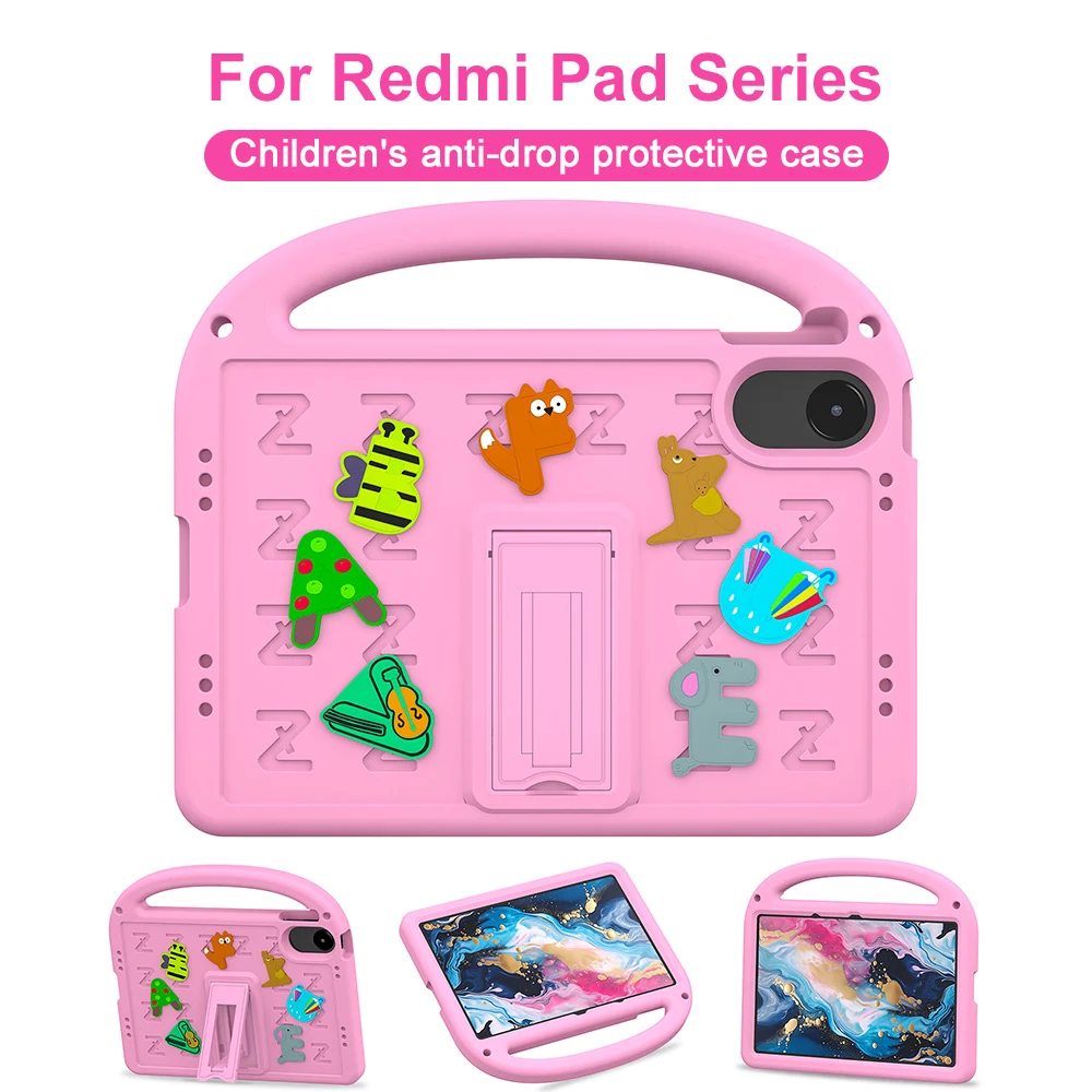 EVA – coque de sécurité rose pour enfants, étui antichoc pour tablette Redmi Pad SE 8.7 Pad 2 2025 Pad Pro 12.1 xiaomi poco Pad 12.1, support intégré