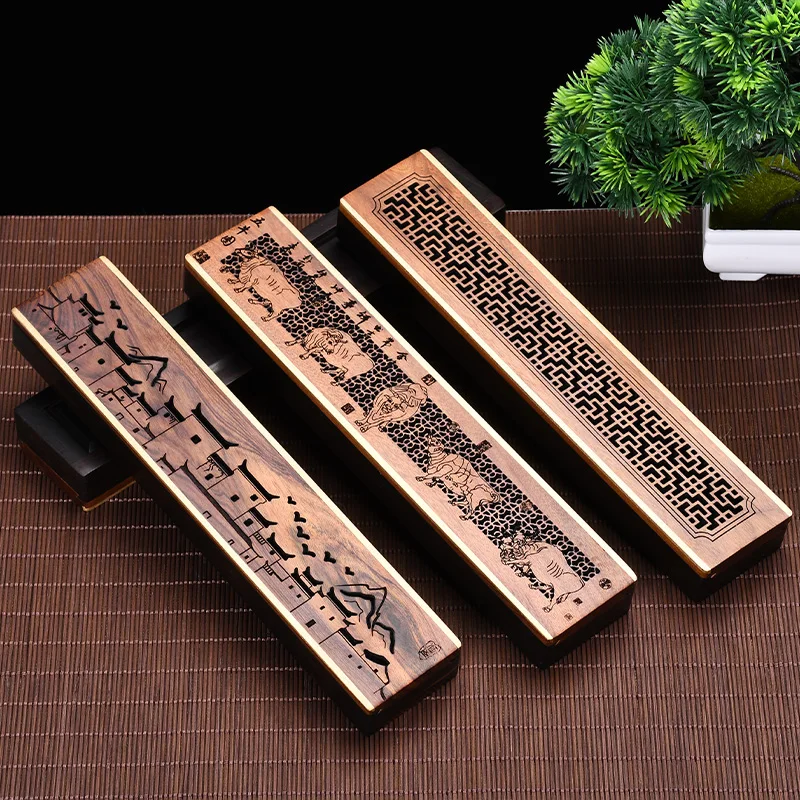 Incense Box Solid Wood Incense Burner With Copper Line Quality Home Decoration Zen Ornaments Tea Ceremony