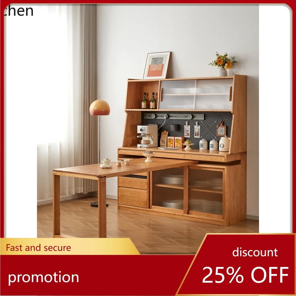 

YXY Solid Wood Sideboard Rotatable Built-in Extendable Dining Table Integrated Multi-functional Storage Cabinet