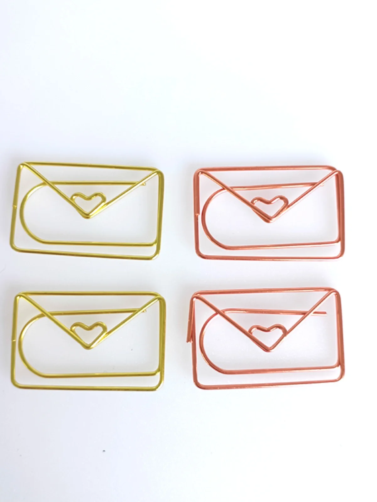 Rose Gold Heart Envelope Paper Clip Cute Bookmark Rose Gold Stationery Office Supplies Cute Paper Clips Office Table Accessories