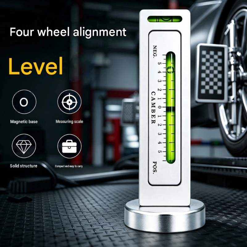 Wheel Inclination Tool with Graduated Bubble Level and Mirrored 0-5 Scale for Alignment and Running Gear M4YD