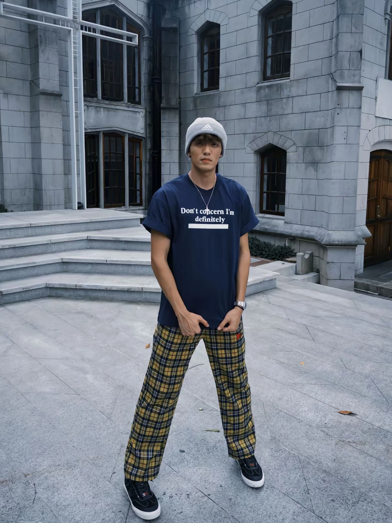 

American Retro Yellow Plaid Loose Leg Men's Casual Straight Leg Pants All Seasons Daily Leisure Versatile Cleanfit Loose Fit
