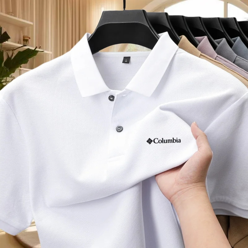100 % reine Baumwolle, Modemarke, Sommer, neues, bequemes und atmungsaktives Poloshirt für Herren, klassisches, mit Buchstaben besticktes Kurzarm-Oberteil