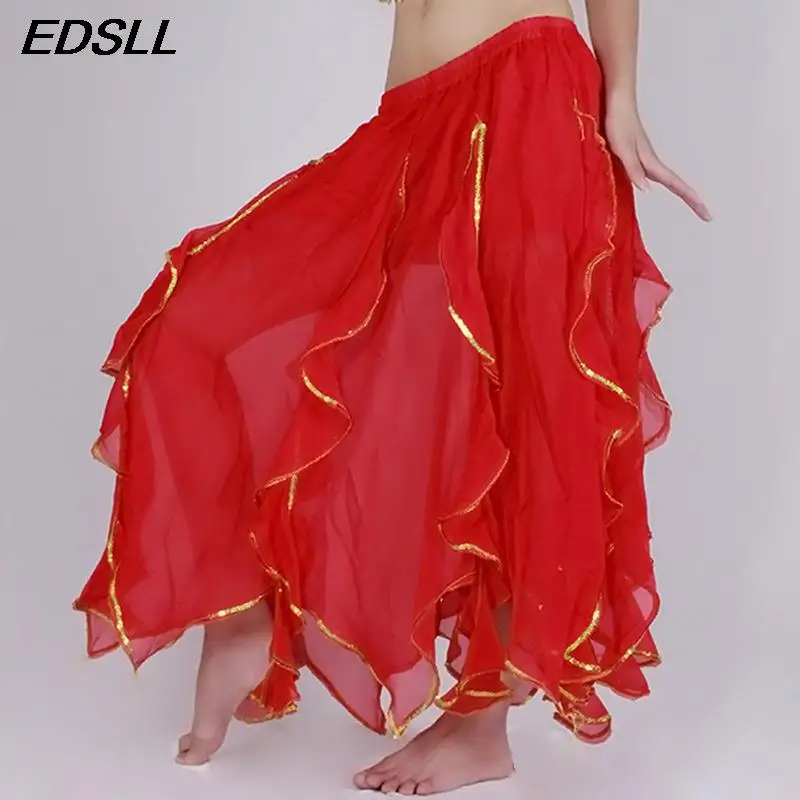 Woman's Belly Dance Skirt Indian Dance Practice Half Dress Ciffon Belly Dancer Costumes Layered Skirt Party Festival Costume