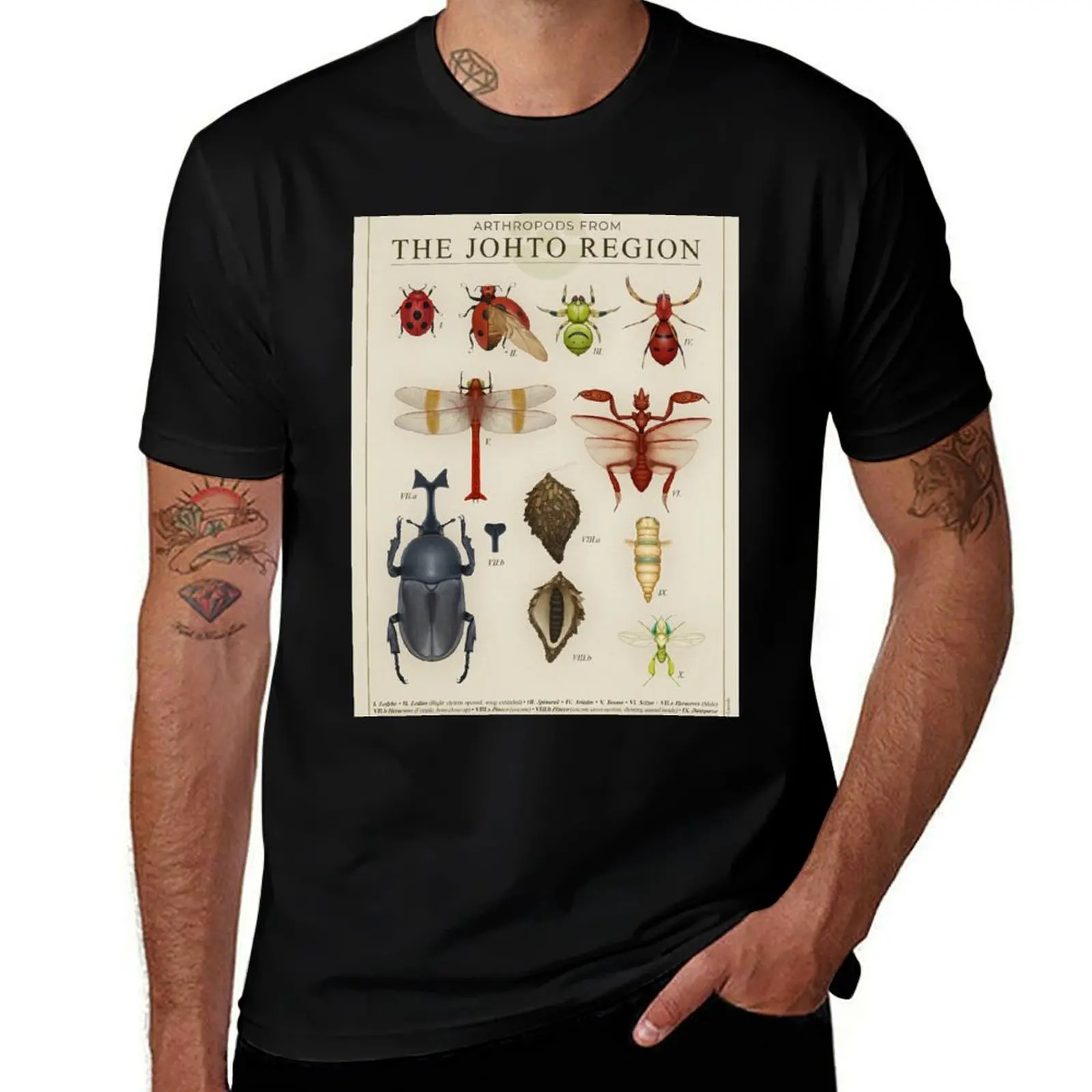 

Футболка Arthropods from Johto, милые топы, быстросохнущая футболка с рисунком, винтажная мужская мода
