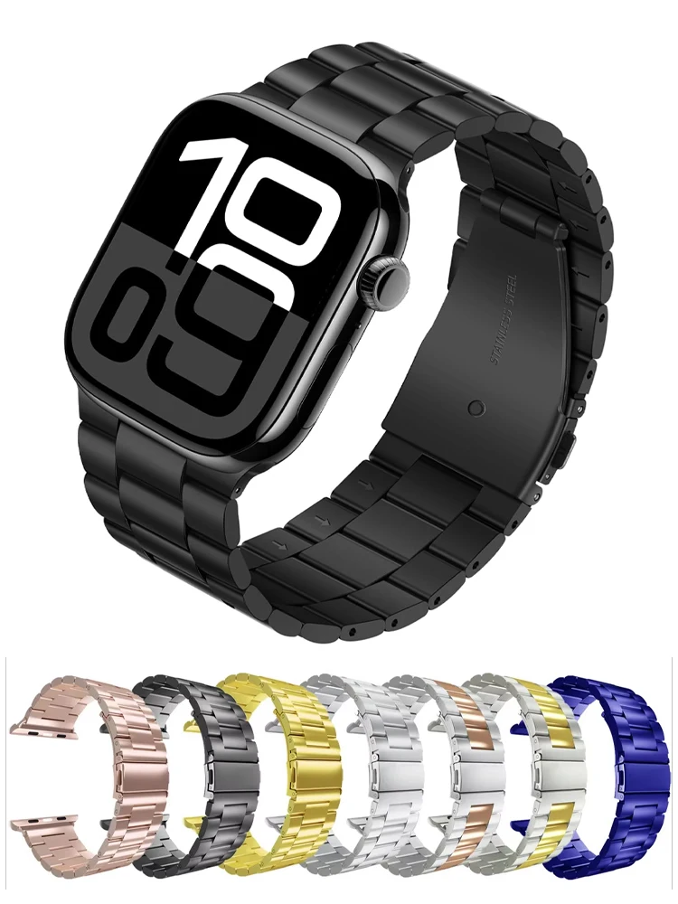 

Ремешок из нержавеющей стали для Apple Watch 10 Band Ultra2 49 мм 46 мм 44 мм 45 мм 38-42-40 мм-41 мм Металлическая ссылка Браслет серии 9 8 7 6 5 se